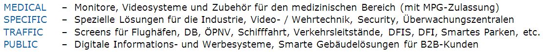 Tabelle die 4 Geschäftsbereiche